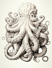 Obraz premium Detailed Illustration of a Cephalopod with Tentacles
