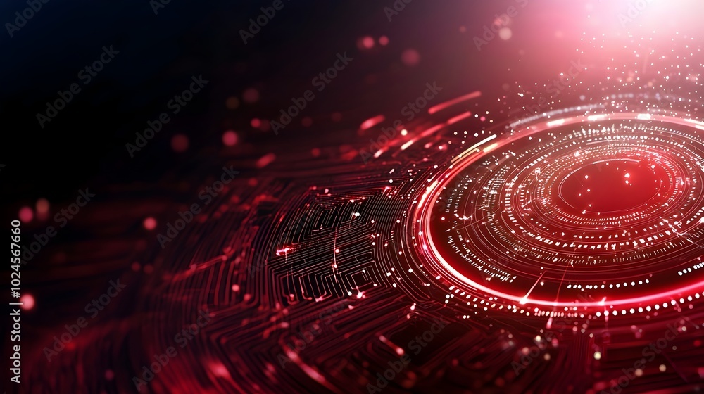 Aufkleber glowing data stream with vibrant red light particles forming a dynamic futuristic technology banner 