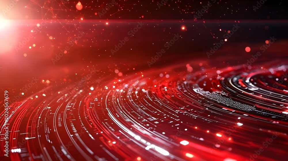 Aufkleber futuristic glowing data stream with particles on dark backdrop showcasing tech innovation