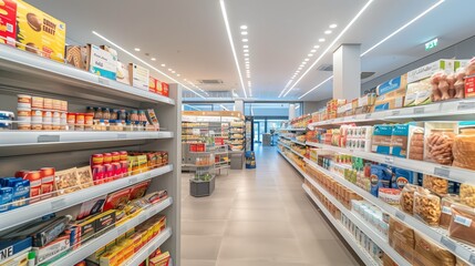 A supermarket with lots of goods on the shelves