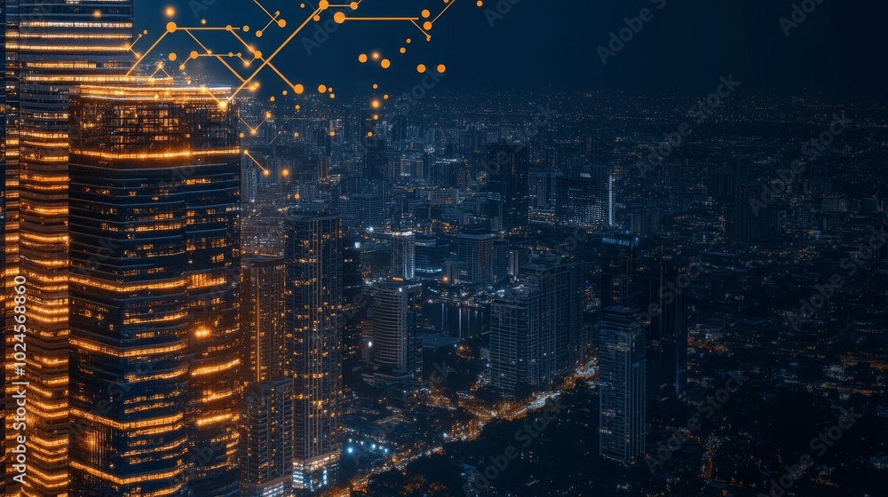 Poster artificial intelligence enhancing digitalization in urban development, streamlining paperwork, optim