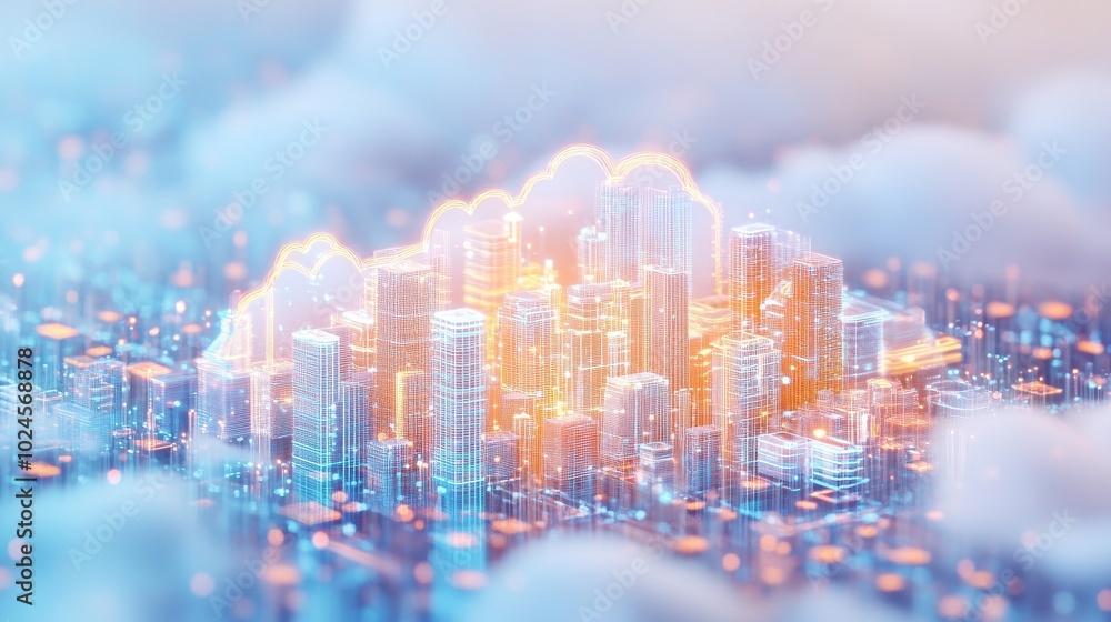 Poster artificial intelligence enhancing digitalization in urban development, streamlining paperwork, optim