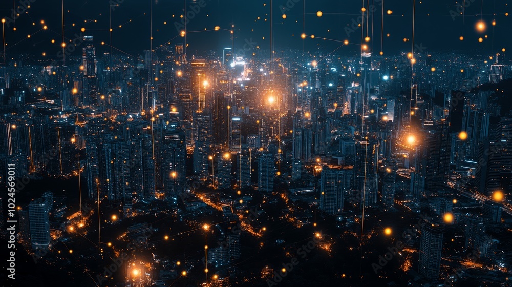 Poster artificial intelligence enhancing digitalization in urban development, streamlining paperwork, optim