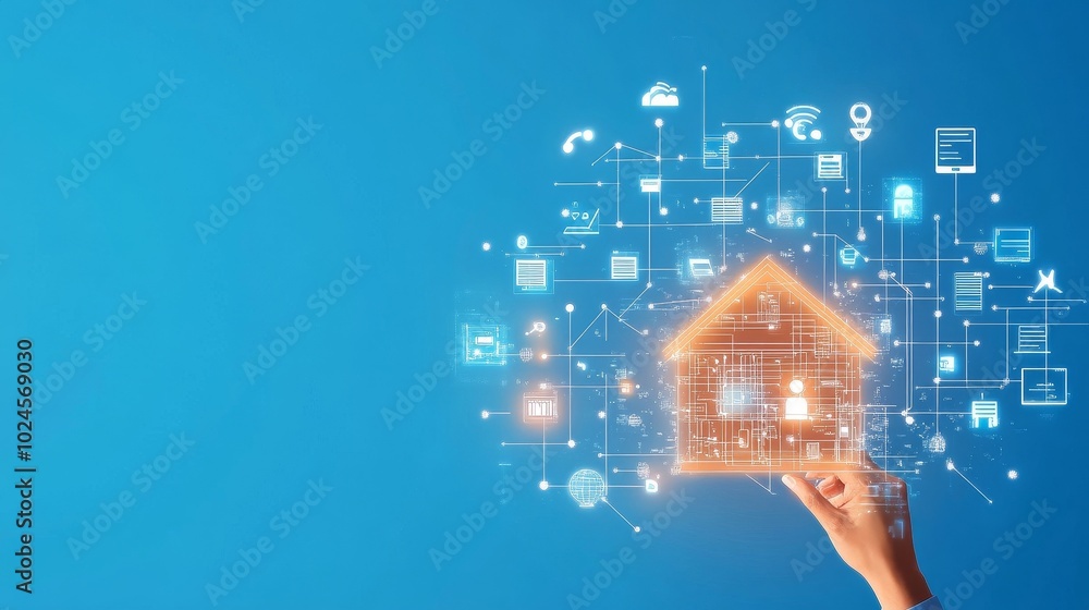 Poster artificial intelligence enhancing digitalization in urban development, streamlining paperwork, optim