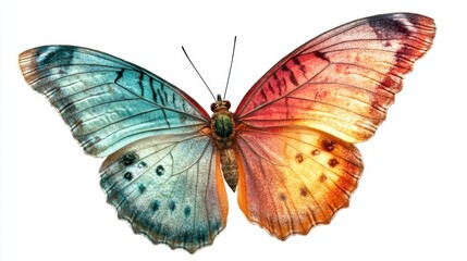 Obraz premium A vibrant butterfly with striking blue and orange wings perched gracefully, showcasing nature\'s artistry in vivid colors