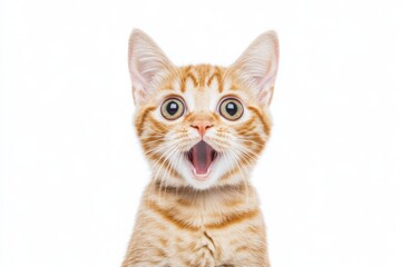Fototapeta premium Surprised Ginger Kitten with Wide Open Mouth