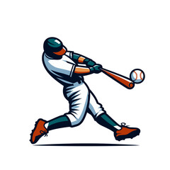 Fototapeta premium Baseball player isolated vector illustration. Modern style mascot. Simplified shapes style.