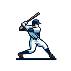 Obraz premium Baseball player isolated vector illustration. Modern style mascot. Simplified shapes style.