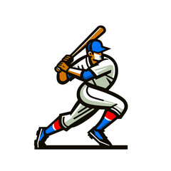 Obraz premium Baseball player isolated vector illustration. Modern style mascot. Simplified shapes style.