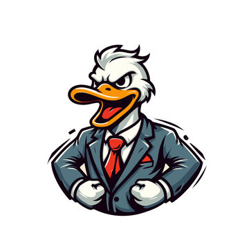 recommend clip art: angry duck character in business suit with tie businessman, manager, director, supervisor