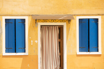 Colorful buildings on Burano island in the Venetian Lagoon