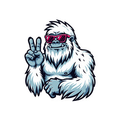 Mysterious beast modern style cool yeti with glasses sports logo mascot