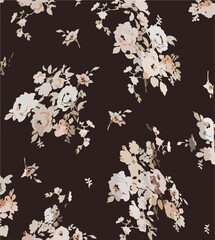 Big flowers pattern, upscale floral pattern. graphical textures floral, trendy colors pattern , flowers background with leaves. vector illustration,tropical,monochrome abstract