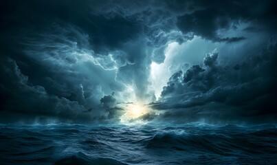 Fototapeta premium background with stars,lightning in the sky,dark blue sky,lighthouse at night,generation AI