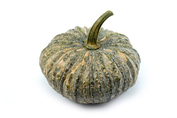 Fresh fruit of Pumpkin (Cucurbita pepo, Squash, Winter squash fruit or winter squash) isolated on white background close up, stack. A type of berry