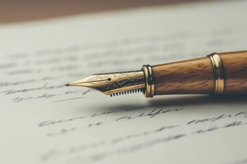A Close-Up of a Fountain Pen Resting on Handwritten Paper