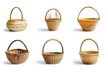 Collection of 06 basket isolated on white background