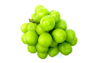 Bunch Fresh Shine Muscat Grape isolated on white background closed up photo stacking.