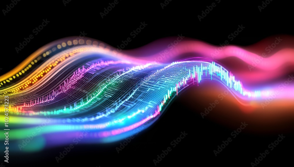 Aufkleber vibrant abstract wave patterns in a spectrum of colors, showcasing dynamic movement and energy again