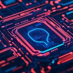 Digital identity verification, holographic security check, futuristic ID system