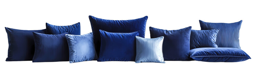 Collection of royal blue velvet cushions png