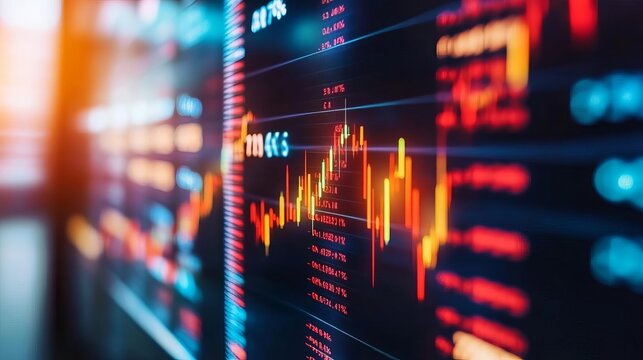 Holographic stock trading, digital market analysis, futuristic finance