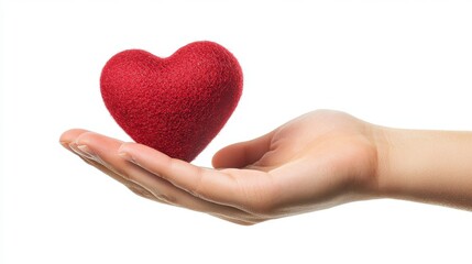 Obraz premium Hand holding red heart love on isolate white background