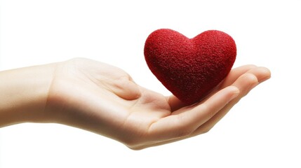 Obraz premium Hand holding red heart love on isolate white background