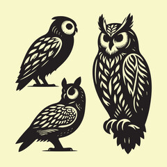 Silhouette set of owl