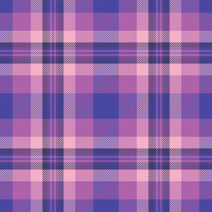 Vivid fabric background texture, skirt plaid tartan seamless. Linear check textile vector pattern in indigo and magenta colors.