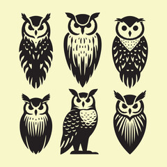 Silhouette set of owl