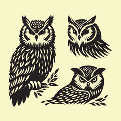 Silhouette set of owl