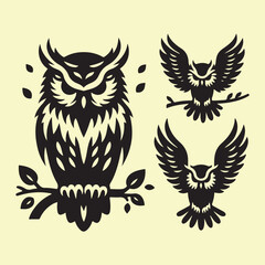 Silhouette set of owl