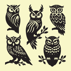 Silhouette set of owl