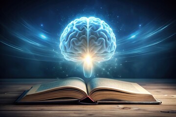 Surreal book cover with glowing brain feature