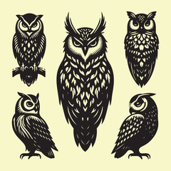 Silhouette set of owl