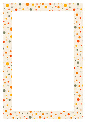 A4 frame with colorful freehand dots. Trendy design with dots shapes.