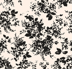 Flowers seamless pattern. vector illustration. Abstract flowers, floral vector with leaves