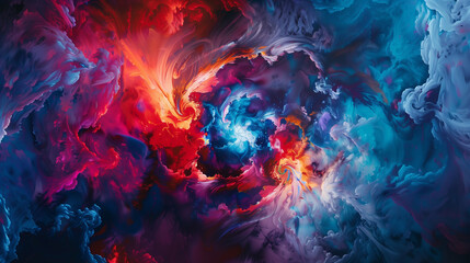 Fototapeta premium Deep swirling galaxies with vibrant colors in a cosmic abstract background.