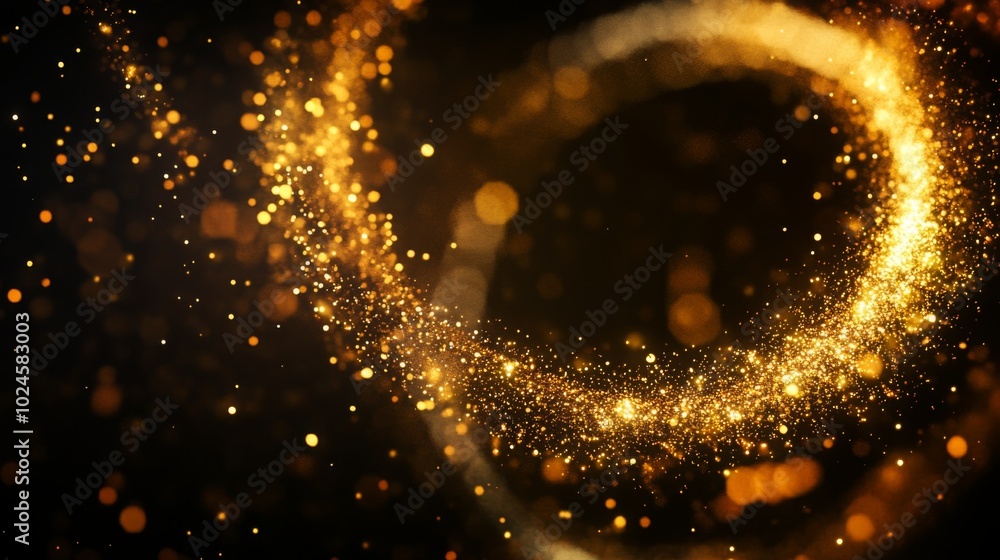 Aufkleber a swirling golden sparkle effect on a dark background, creating a magical and enchanting atmosphere.