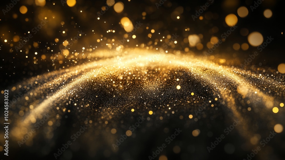Aufkleber A dazzling display of golden sparkles and shimmering particles, creating a magical and captivating atmosphere against a dark backdrop.