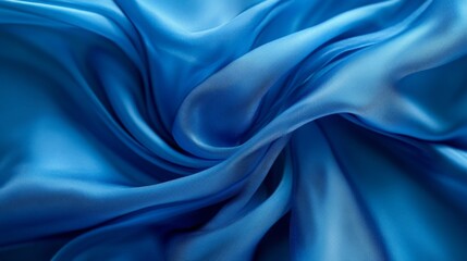 Obraz premium A close-up of silky blue fabric, displaying smooth textures and subtle shine, creating an elegant and luxurious aesthetic.