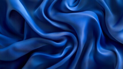 Obraz premium A smooth, luxurious blue fabric with intricate textures and folds, showcasing its rich color and softness.