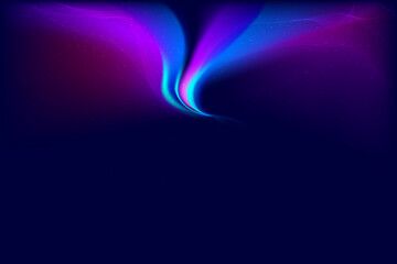 Vector illustration. Bright, interconnected lines sweep through deep space, reflecting power of digital networks and beauty of technology's flow. Concept of abstract connection, futuristic grid.