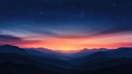 A breathtaking twilight scene of a mountainous landscape