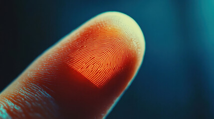 Exploring biometric technology with a glowing fingerprint scanner in a modern digital environment