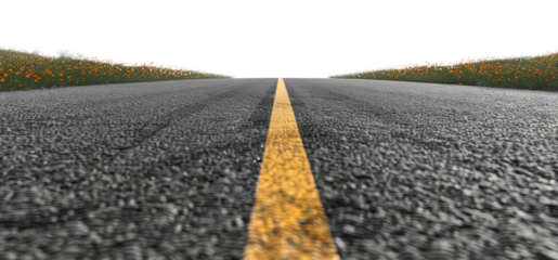 PNG Empty road with yellow line