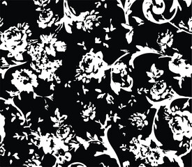 Flowers seamless pattern. vector illustration. Abstract flowers, floral vector with leaves