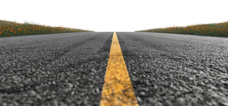 PNG Empty road with yellow line