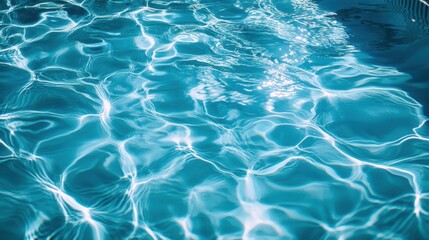 Obraz premium A close-up view of the rippling water in a swimming pool. The water is bright blue